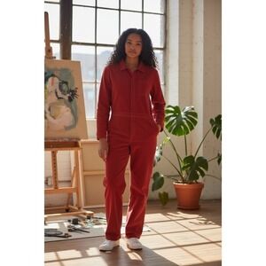 Sugarhigh Lovestoned We Are Stardust Corduroy Jumpsuit Red Orange Size Med NWOT